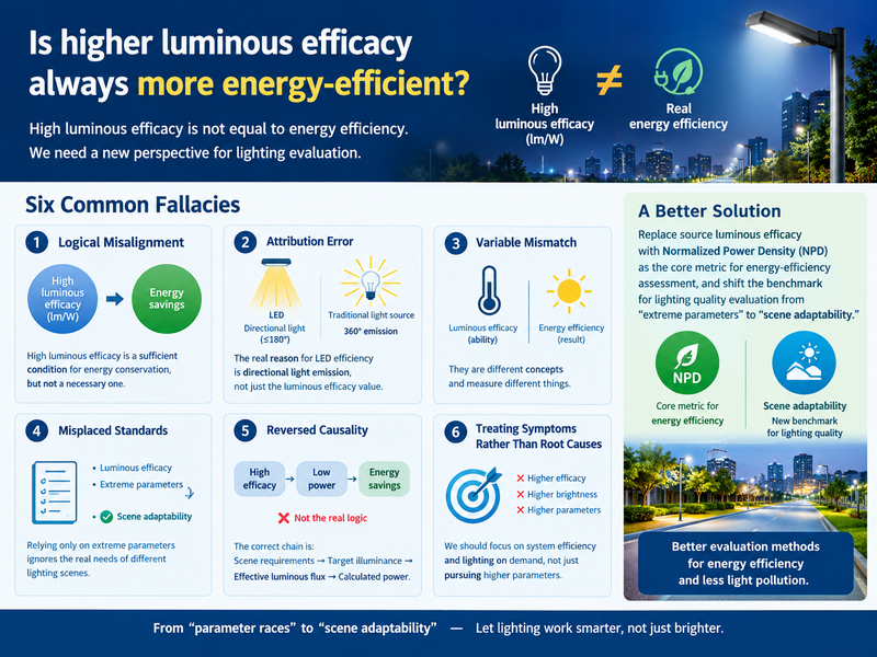 Is higher luminous efficacy always more energy-efficient?