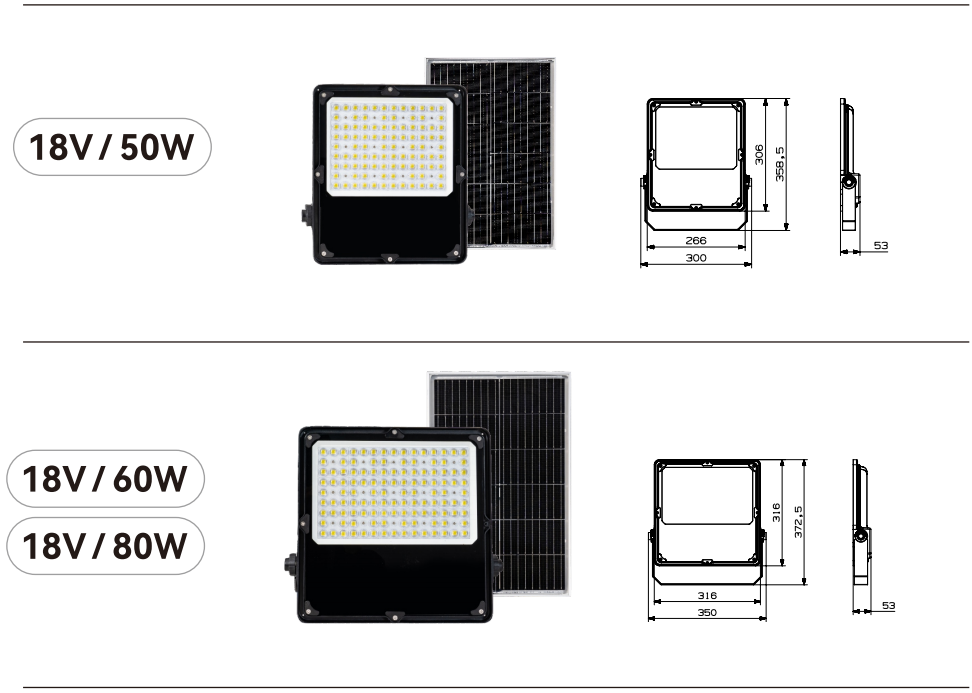 50w solar flood light